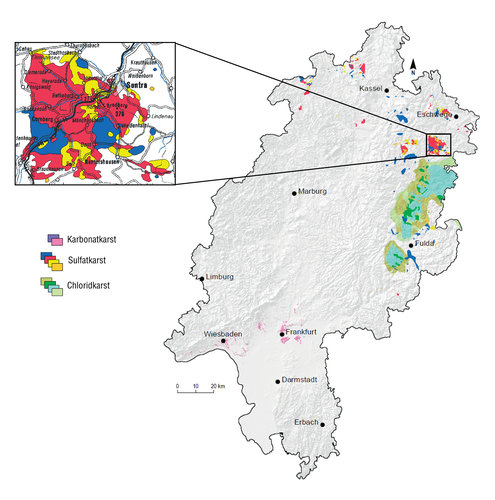 Gefahrenkarte der Erdfälle und Senkungsmulden in Hessen