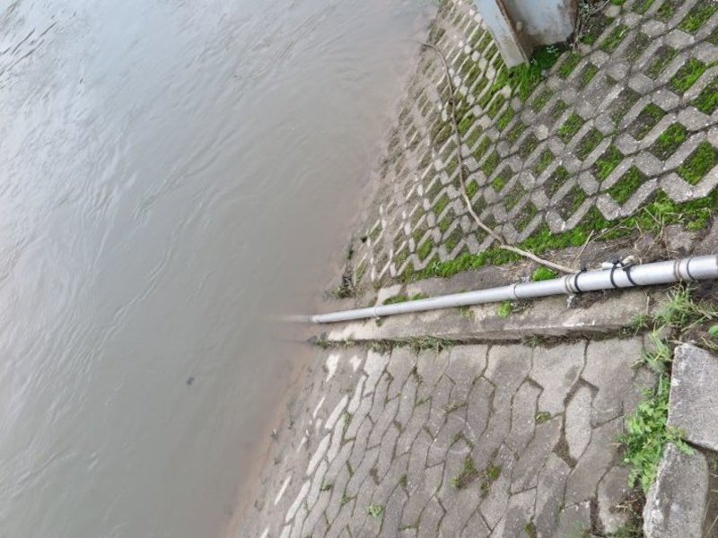 Einperlsystem am Pegel Heimboldshausen an der Werra