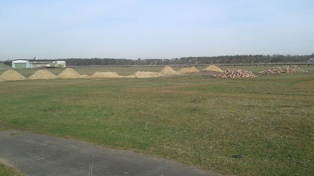 Das Vogelschutzgebiet Griesheimer Sand mit schütternder Vegetation und Sand- und Bauschuttablagerungen.