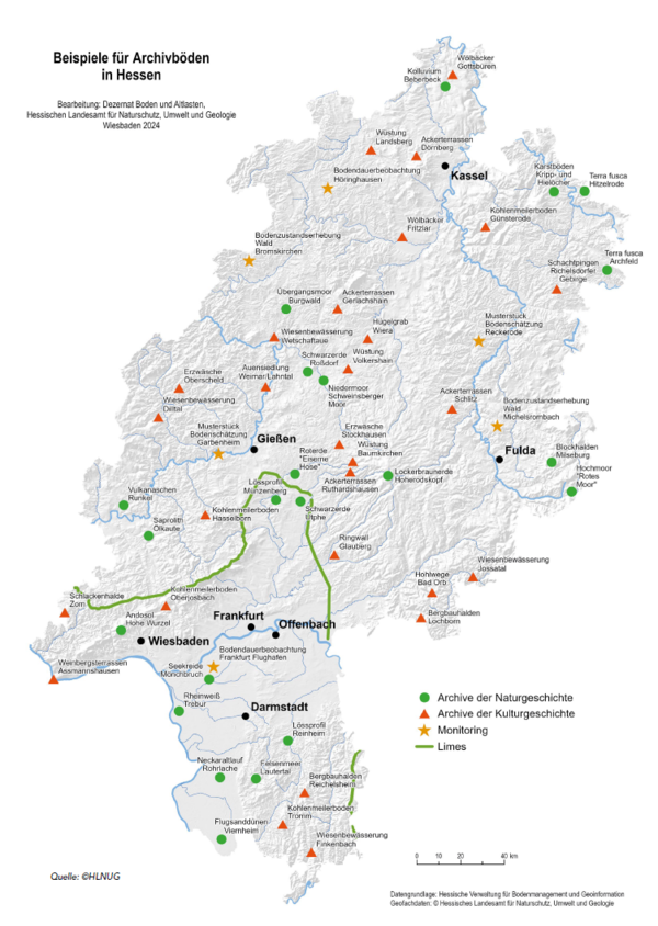 Karte mit Punkten vorhandener Archivböden